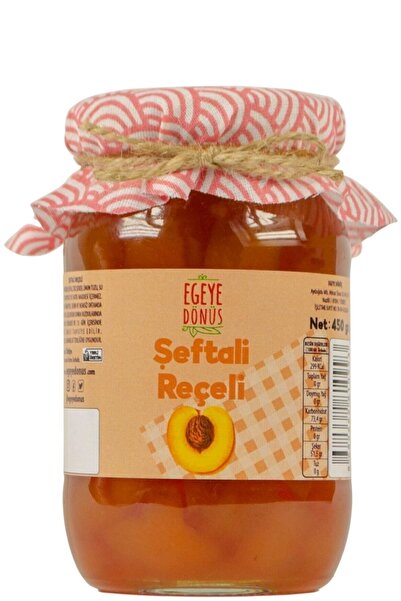 EGEYE DÖNÜŞ Geleneksel Şeftali Reçeli Cam Kavanoz - 450 Gr. (%65-%70 Meyve Oranı)