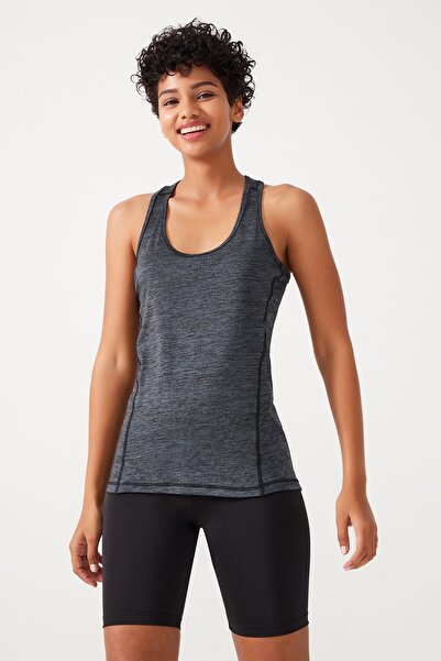 Los Ojos Black Anthracite Tank Top Crew Neck Athlete Racerback