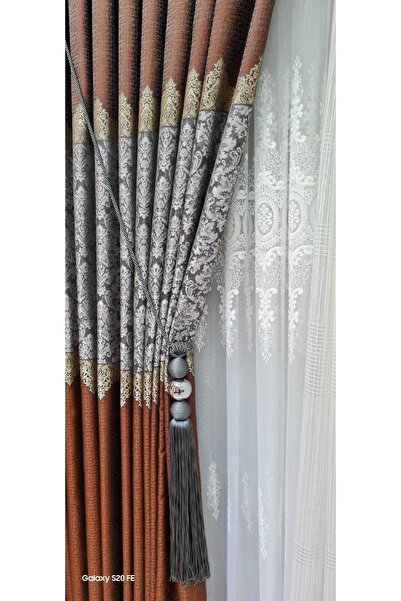 ISSA TEKSTIL Issa Pano Fon Perde Kiremitgümüş (((tek Kanat)))(sık Pıle)(en 100 X 250 Boy)