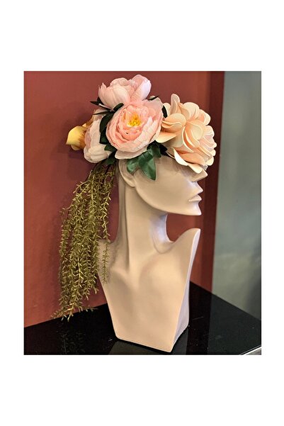 By Ari Ev Dekorasyon Yarım Yüz Kadın Saksı Sk157-2