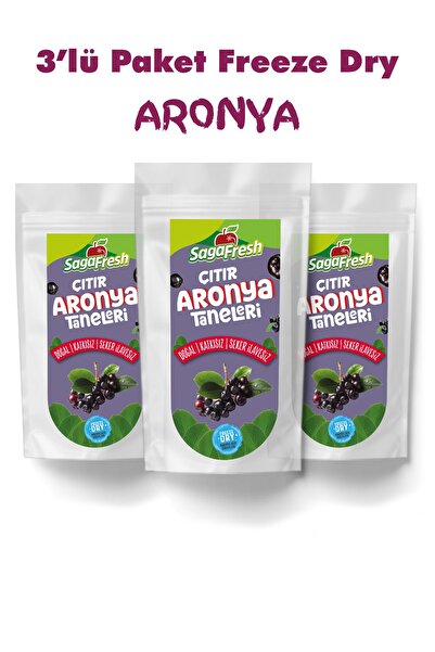 SagaFresh 3'lü Dondurularak Kurutulmuş Aronya Taneleri (3X15G)