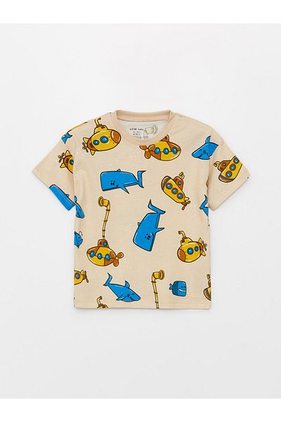 LC Waikiki Crew Neck Short Sleeve Printed Baby Boy T-Shirt and Shorts Set of 2