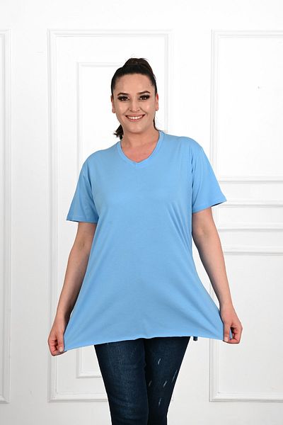 Koza Butik Tricou de damă cu decolteu în V mărime mare 1199-22