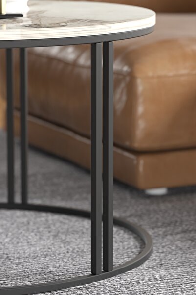 GOLDFALEZ Luxury Round Coffee Table Efes Collection | Special Edition | 70cm Modern Design