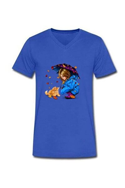 LADİJİTAL BASKI ÇÖZÜMLERİ Кольоровий V-подібний комір, цифровий принт, футболка