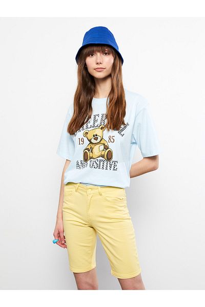 LC Waikiki High Waist Slim Fit Women's Jean Shorts with Pocket Detail