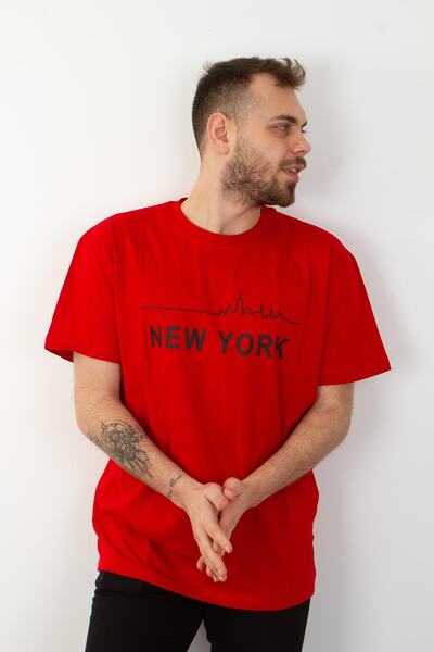 EMKA GİYİM Футболка великого розміру з принтом Нью-Йорка з бавовни 100