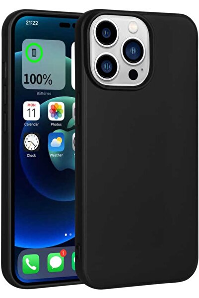 Case 4U Iphone 14 Pro Max Kılıf Klasik Mat Renkli Yumuşak Premier Silikon Siyah