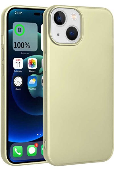 Case 4U Iphone 14 Plus Kılıf Klasik Mat Renkli Yumuşak Premier Silikon Altın
