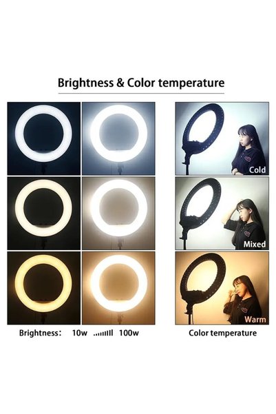 fortrek 21 Inç Rıng Lıght Kumandalı Led 54cm Influencer Kuaför Makyaj Işığı Profesyonel Çantalı