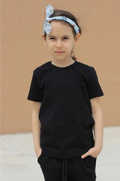 Machetta Tricou pentru copii dublu de culoare alb-negru, fără imprimeu