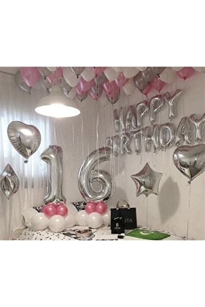 MFM مجموعة بالونات من رقائق الفضة للحفلات بعمر 16 عامًا