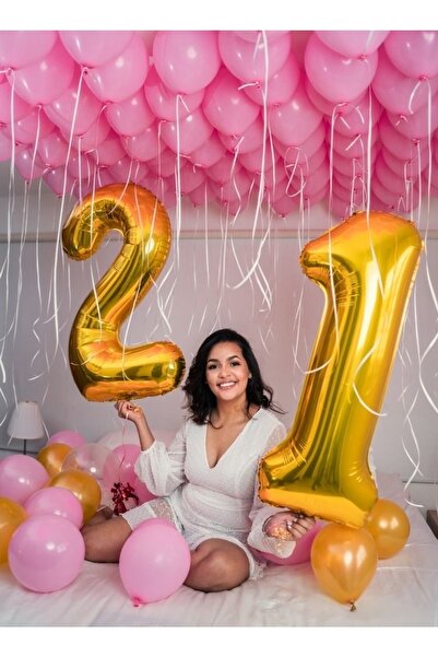 MFM Party 21 Year Old Number Gold Foil Balloon Set
