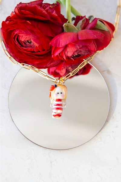 CHARMLUCKY Murano Ladybug Baby Necklace
