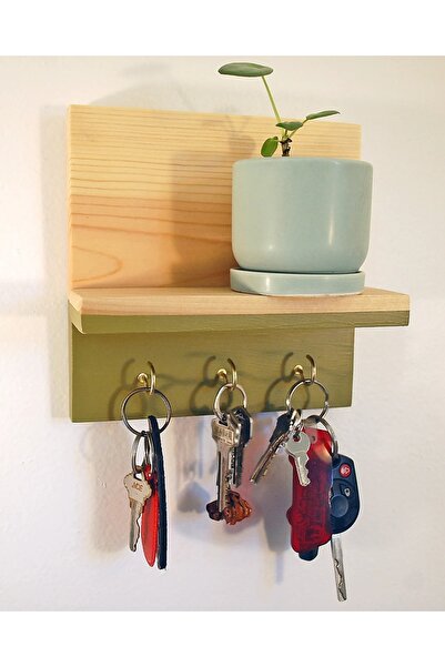 Efem Dekor Antre Saksılık Ahşap Anahtarlık Dekoratif Şeklinde Anahtarlık Raf
