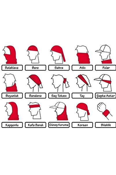 dairaksesuar Neck Collar Bandana Balaklava Face Mask Headband Outdoor Men's Bandana Women's Bandana - Daırb0009