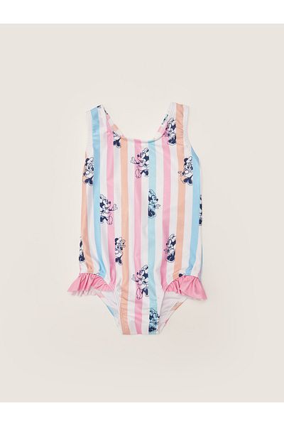 LC Waikiki Badeanzug für Babymädchen aus flexiblem Stoff mit Minnie-Maus-Print