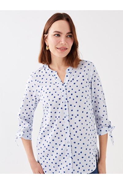 LC Waikiki Kadın Kaçık Yaka Puantiyeli Gömlek