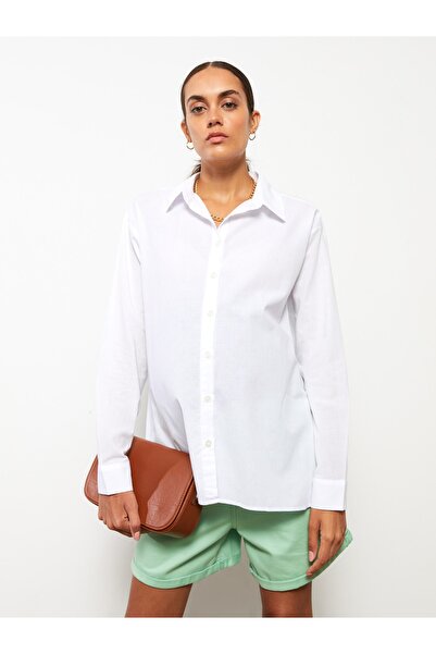 LC Waikiki Elöl gombos záródású sima, hosszú ujjú poplin kismama ing