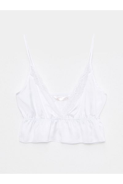 LC Waikiki Σετ γυναικείες πιτζάμες με δαντέλα V-Neck Strappy Satin