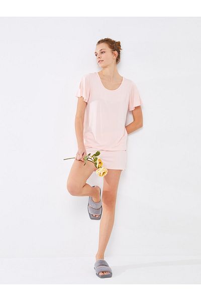 LC Waikiki Set de pijamale de damă cu mânecă scurtă, cu decolteu rotund