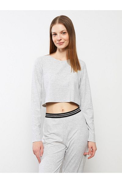 LC Waikiki Langärmliges Damen-Pyjama-Set mit Rundhalsausschnitt