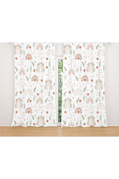 EVPANYA Cortina de fundal pentru cameră pentru copii cu model cu curcubeu floral (preț cu o singură aripă)