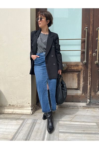 soBasic Fustă creion de blugi albastru închis