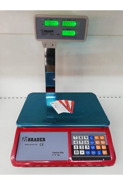 Demirtaş Tartı Market Kasap Manav Terazisi 40 Kg - 2 Gr Boyunlu Çift Ekran Ak...