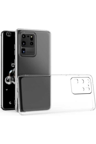Case 4U Samsung Galaxy S20 Ultra Kılıf Kamera Korumalı Yumuşak Şeffaf Ince Sü...