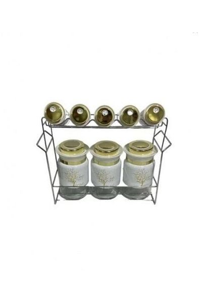 AROW Tr-3746 Tree Pattern 8 Piece Spice Set-white