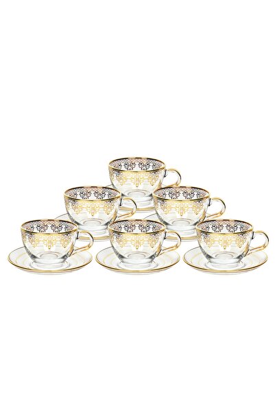 Paşabahçe Altın Yaldızlı Çay & Kahve Fincan Takımı-6 Kişilik-12 Parça, 12 Aya...