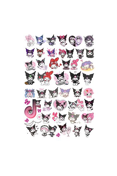 Ororabutik Σετ με 45 αυτοκόλλητα Kuromi My Melody - Σετ αυτοκόλλητων Scrapbook Bullet Journal
