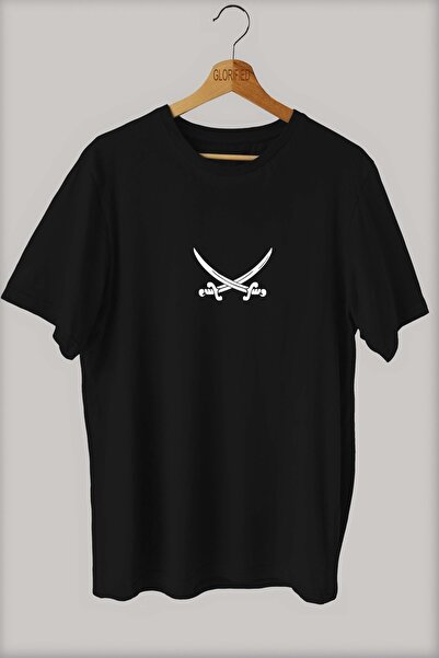 Adrift -wed Çift Kılıç Baskılı Oversize T-shirt ( Tişört )sokak Tarzı