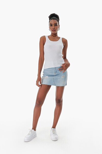 CHUBA Women's Pool Collar Ribbed Thin Cotton Knitwear Undershirt White 23s1015