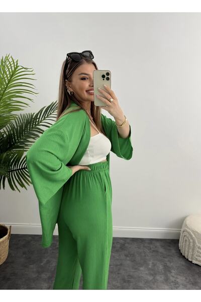 ELBİSHE Women's Kimono Seersucker Set