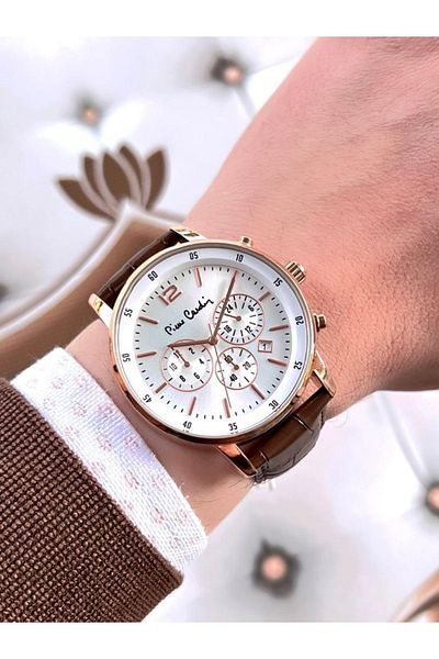 Pierre Cardin 800501F04 Inner Functions Active Leather Cord 30 Mt Water Resistant Men's Watch + Bracelet