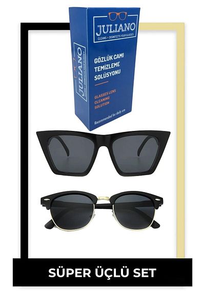 JULIANO 2-Piece Design Women's Sunglasses Set and Glasses Cleaning Set