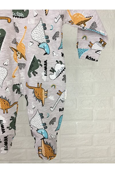 AMORE Dinazor Desenli Çıtçıtlı Bebek Tulum