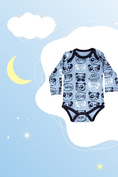 Necix's Blue Panda Smiling 3-Piece Baby Set 100% Cotton Soft Set That Will Make Your Baby Very Comfortable