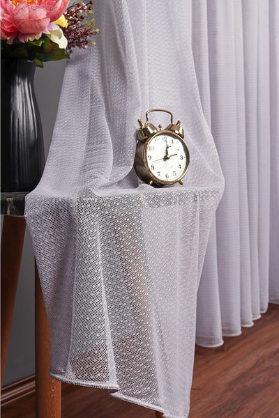 perdealemi Plain Linen Gray Plain Tulle Curtain, 200x270, Sparse Pleat, 1/2