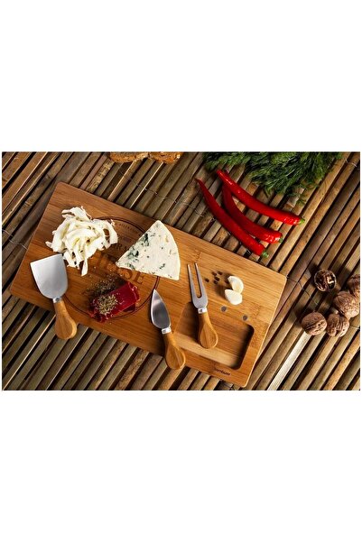 DURNES - Bamboo Cheese Presentation Board with 4 Pieces Apparatus 39cm X 20cm X 3 Cm