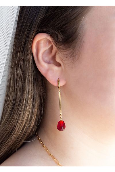 CHARMLUCKY Murano Pomegranate Grain Long Earrings