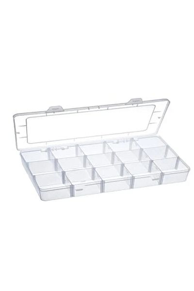 Hobimos Transparent Organizer Box with 15 Compartments - Jewelry, Bead Box