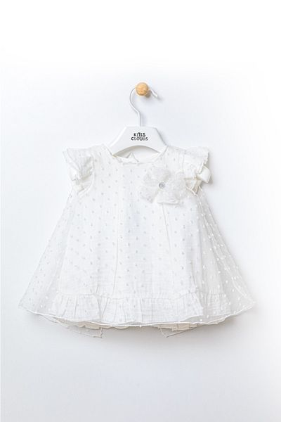 Kites and Clouds 100% Cotton Bow Ruffle Tulle Girls Summer Dress