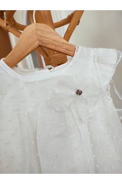 Kites and Clouds 100% Cotton Bow Ruffle Tulle Girls Summer Dress