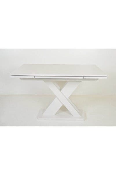 Meser Mobilya Ihlara Çapraz Ayak Açılır Mutfak Masası, Beyaz, 80x120