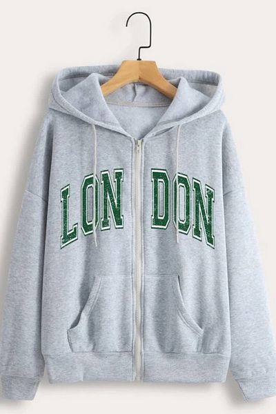 MODAGEN Unisex šedý londýnský tištěný oversize cardigan
