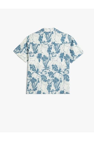 Koton Cămașă de in pentru băiat cu mâneci scurte cu model floral și buzunare