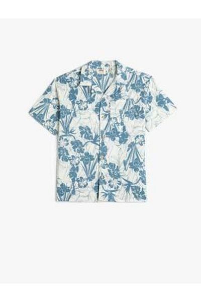 Koton Cămașă de in pentru băiat cu mâneci scurte cu model floral și buzunare